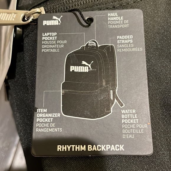 Puma Women’s Girls backpack school book bag black new laptop water bottle pocket - Picture 7 of 12